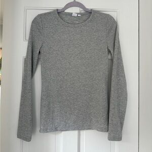 Gap Heather Gray Ribbed Sparkle Long Sleeve Tee in Size Small